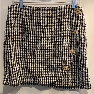 Maeve Black and White Wrap Mini Skirt